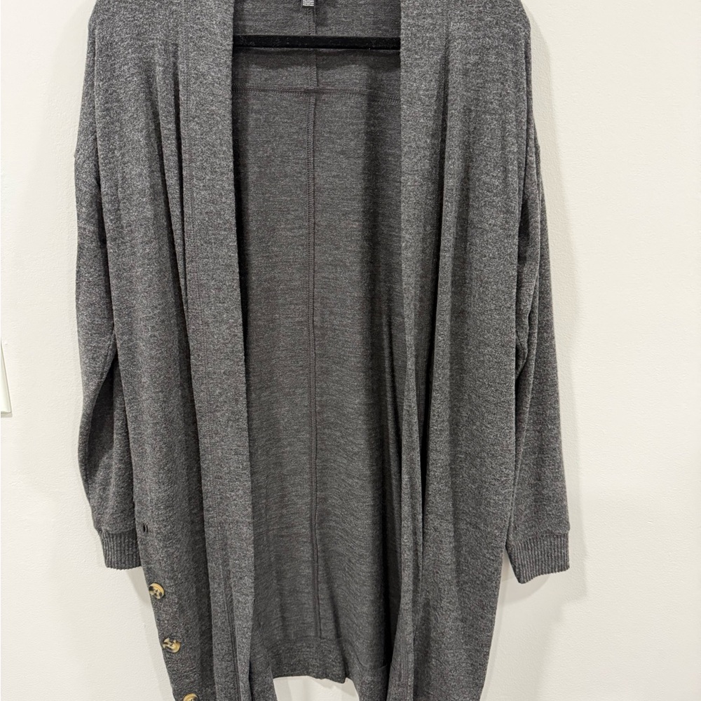 Lucky Brand Charcoal Button-Detail Cardigan